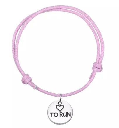 Браслет из вощеного шнура спортивные ювелирные изделия подвеска I love to run