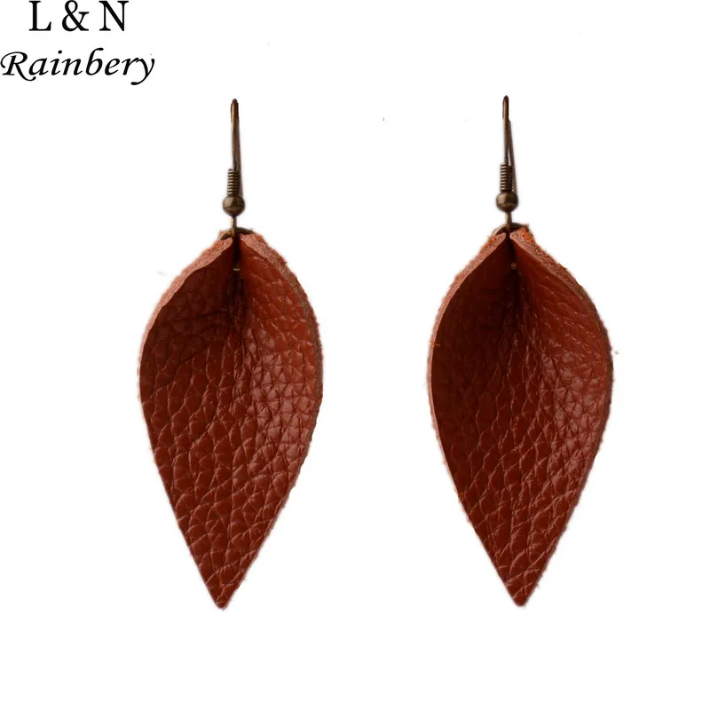 Rainbery новые слеза бар натуральная серьги из кожи с блестками и смотреть различные разноцветные простые Подвески богемные серьги в виде капель JE0720