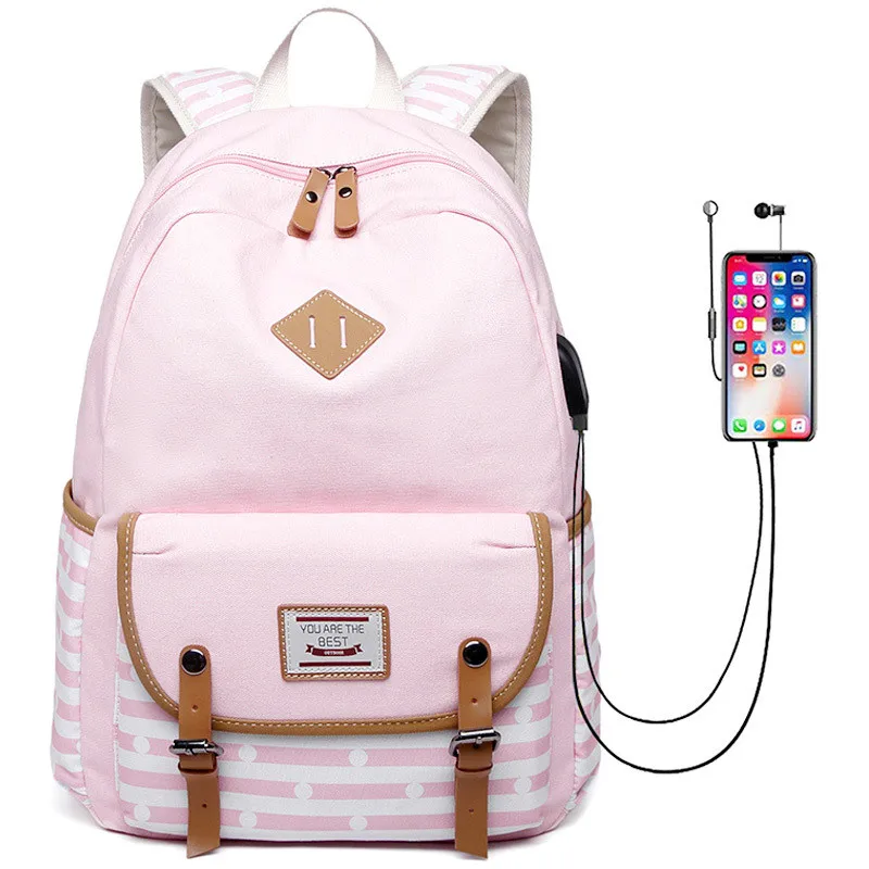 pink Женский рюкзак, рюкзаки с usb зарядкой, школьные сумки для подростков, девочек, рюкзак для ноутбука, mochila feminina, школьная сумка - Цвет: pink