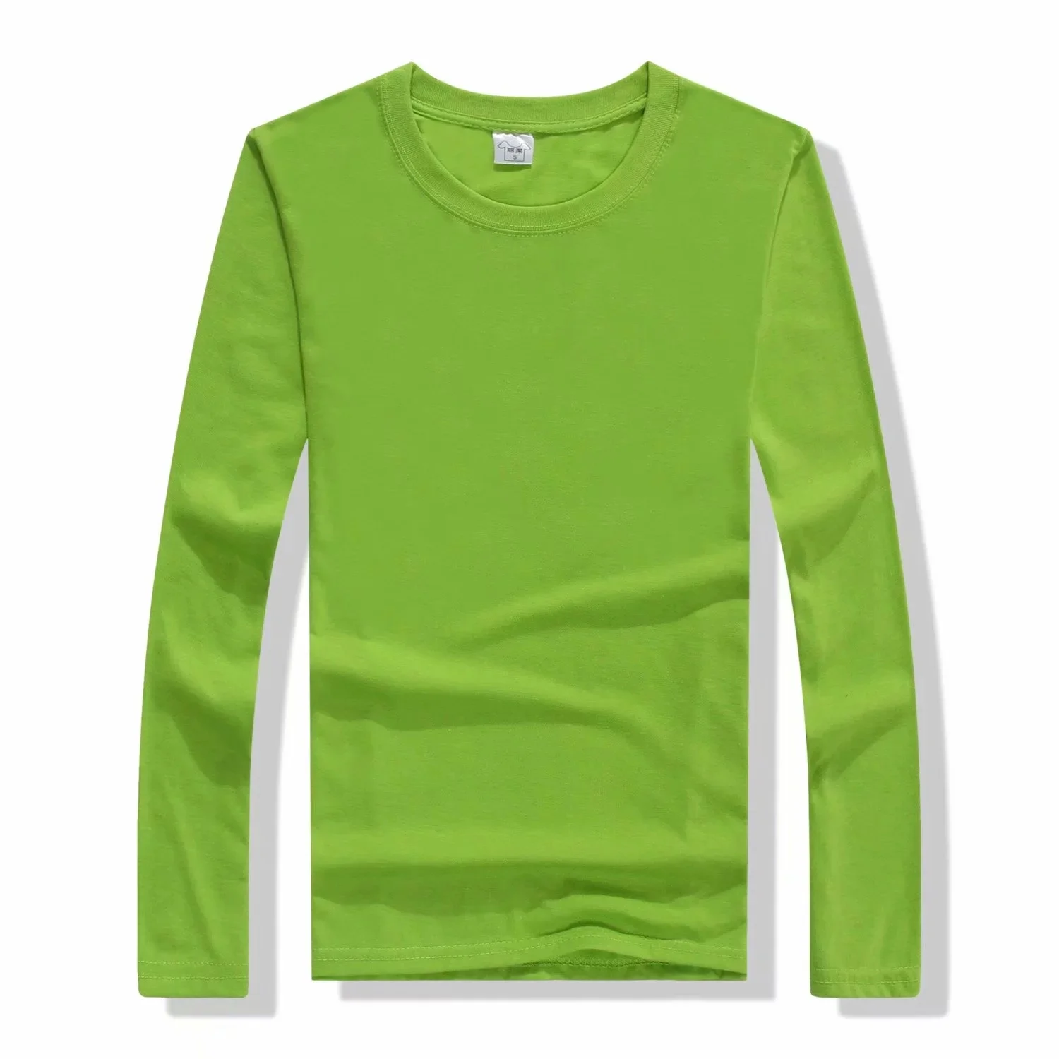 Apple green Футболки с принтом на заказ, хлопковые однотонные топы майки с длинными рукавами, мужские повседневные футболки, дизайнерские футболки для пар, семейная команда - Цвет: Apple green
