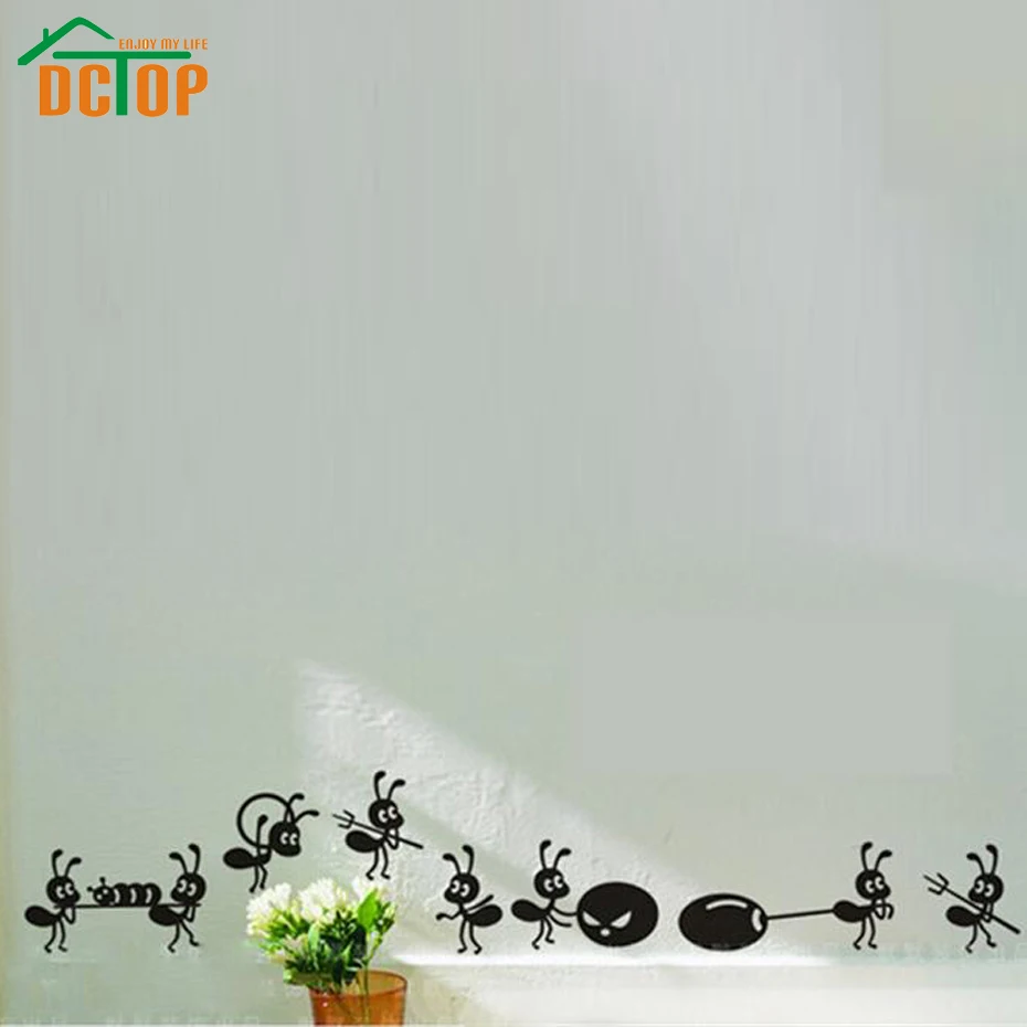 DCTOP 8 Ants Move House Funny Wall Stickers Home Decor Creative Adhesive Vinyl Decals Kitchen Decoration | Дом и сад
