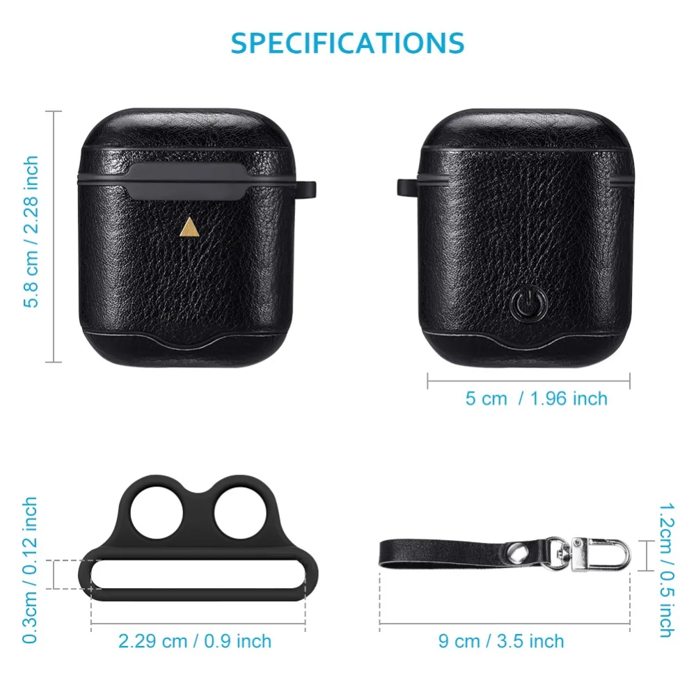 GIM натуральная кожа AirPods чехол Защитный 7 в 1 аксессуары набор с зажимом