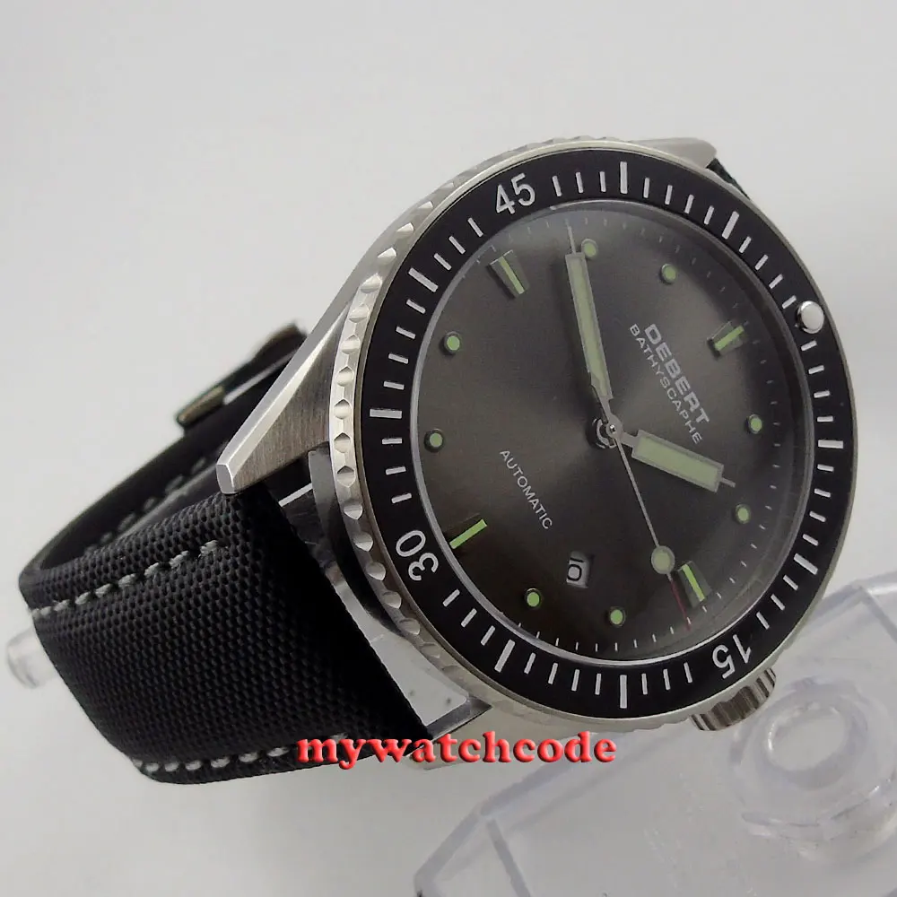 Автоматические Мужские часы с серым циферблатом 43 мм керамическим ободком Sapphire