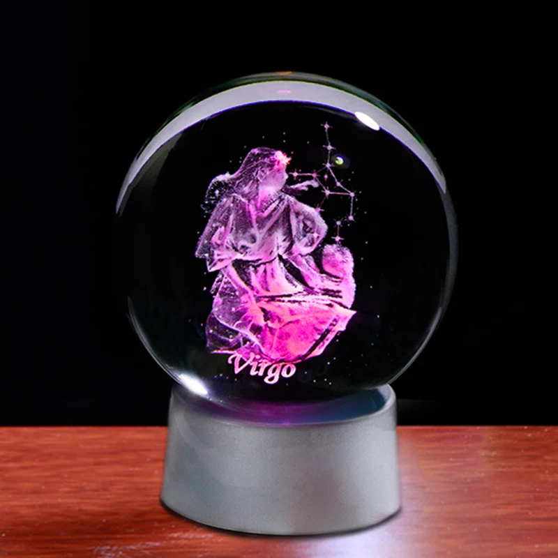 

Virgo хрустальные украшения для дома, аксессуары, Зодиак, 3D шар, светящийся для вечеринки, свадьбы, Onarments, украшение в виде созвездий