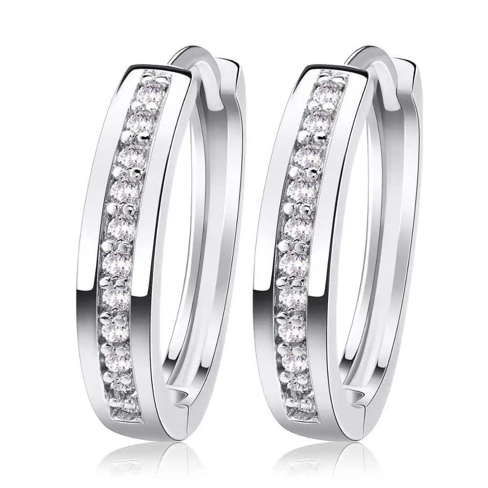 ORSA JEWELS новые модные серьги шампанского золотого и серебряного цвета, цирконий простой элемент, женские серьги круглые для женщин OME34 - Окраска металла: Silver Color