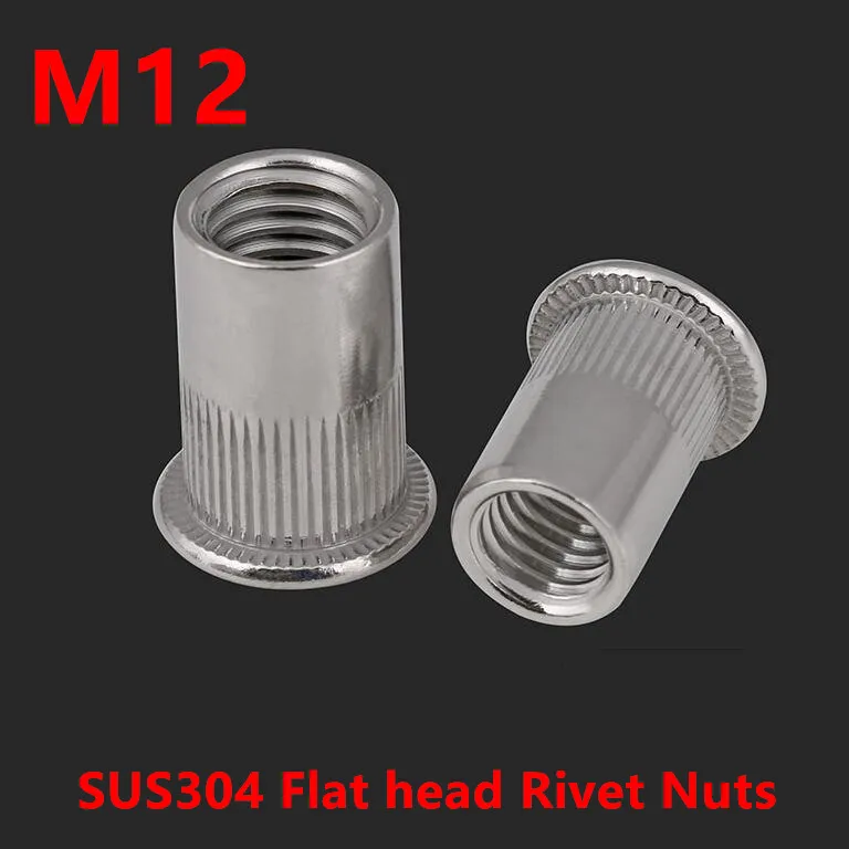 

50pcs Thread M12 Rivet Nuts 304 Stainless steel Rivnut A2 Flat /Countersunk Head Rivet Nuts Blind Rivnut Insert Nut Nutsert