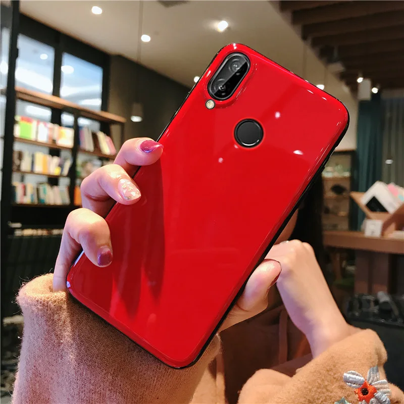 Для Huawei P20 Lite Pro Чехол черный красный светоотражающий глянцевый чехол для Huawai Plus |