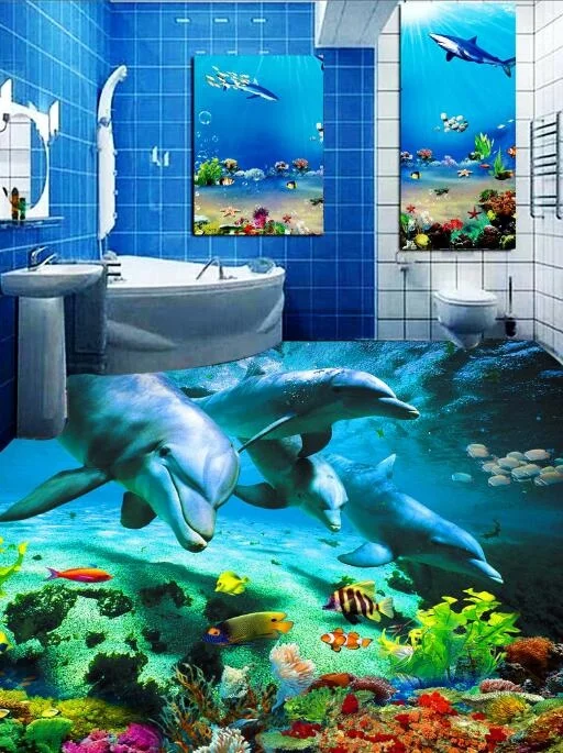Бесплатная доставка 3D пользовательские Seaworld тропический настенный стикер рыбка