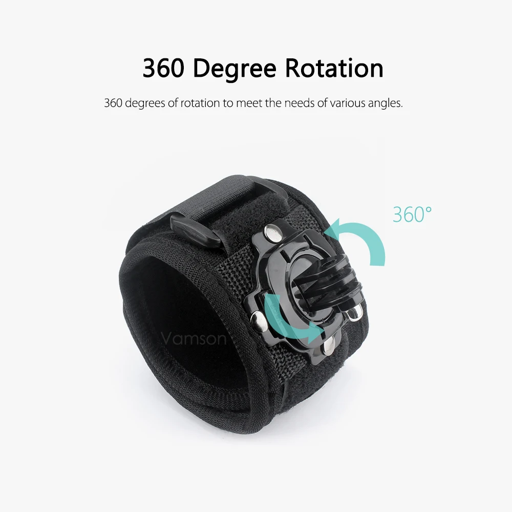 Поворачивающийся на 360 градусов ремешок руку Vamson для GoPro Hero 7 5 6 4 Session Xiaomi Yi 4K Lite SJ4000