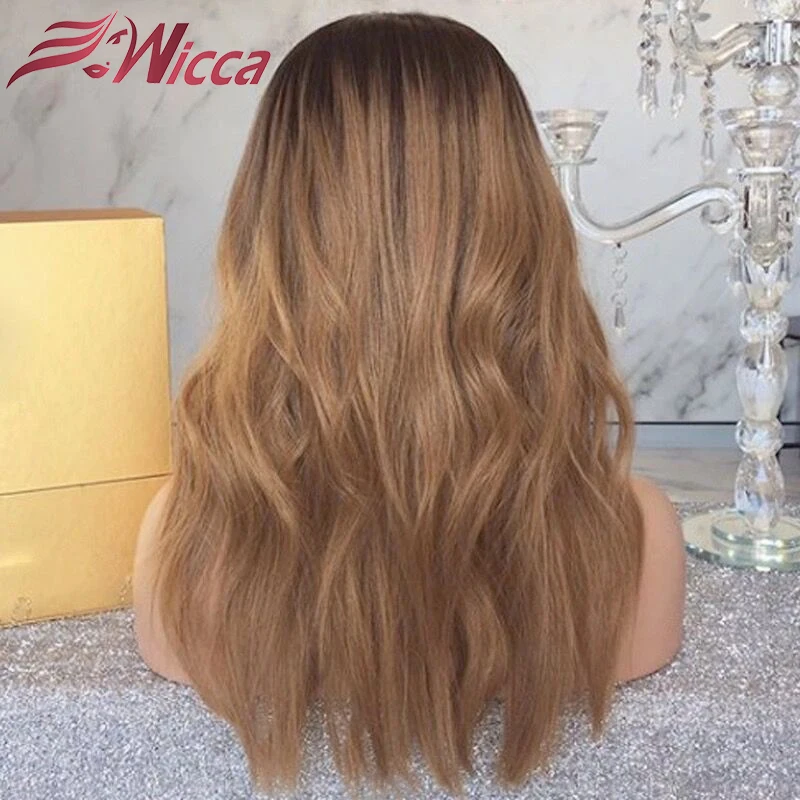 Wicca Brazilian Wavy 13x6 Lace Front Human Hair Wigs PrePlucked Honey Blonde Remy Hair Color Glueless Wig