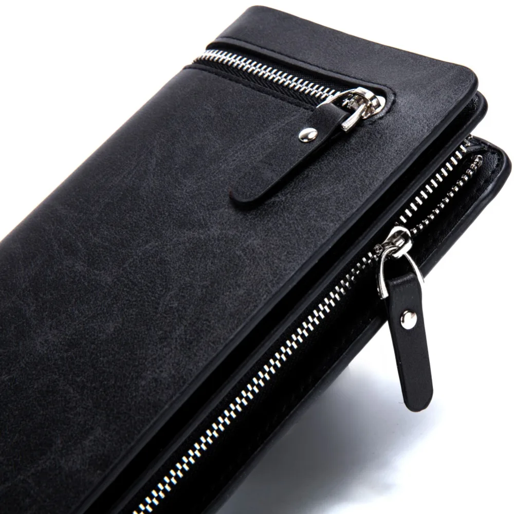 Baborry дизайн мужские длинные кошельки черный коричневый пряжка молния качество