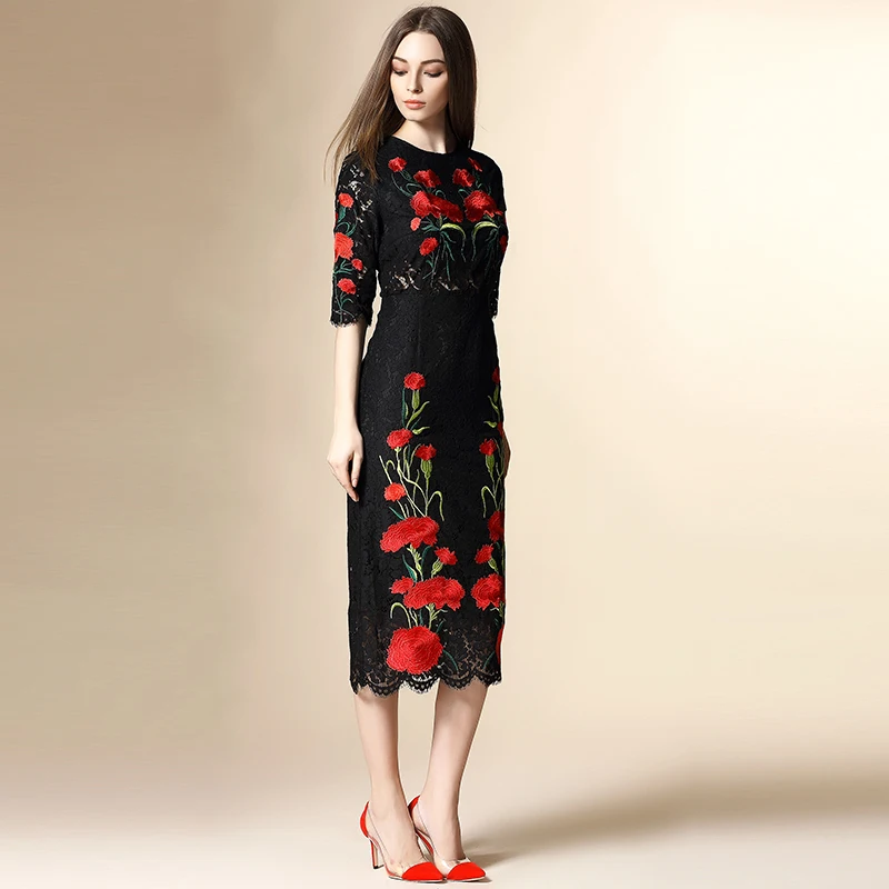 NEXIIA новый 2016 летом сексуальные кружева цветы вышивки вернуться из женская платья