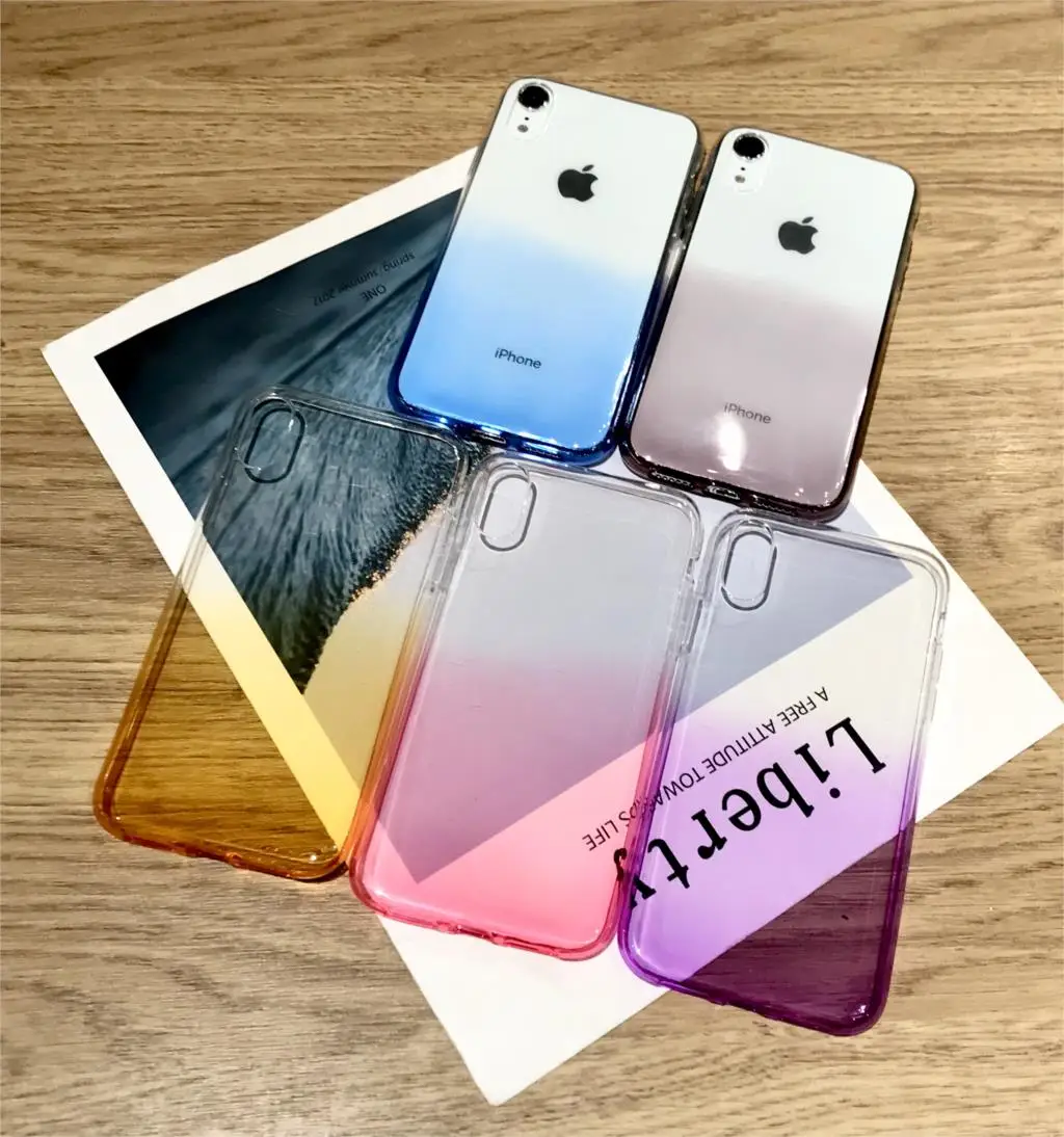 Ультратонкий Прозрачный Силикон ТПЭ градиентный чехол для iphone XR SE 5 5S 6 S 7 8 Plus X XS