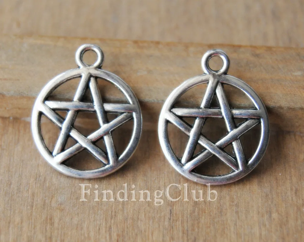 30 шт. Серебряный/Бронзовый кулон Wicca в виде пятиконечной звезды Давида