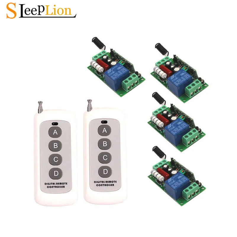 Sleeplion 220V 110V 10A Беспроводной 2 пульта дистанционного Управление реле трансивер + 4
