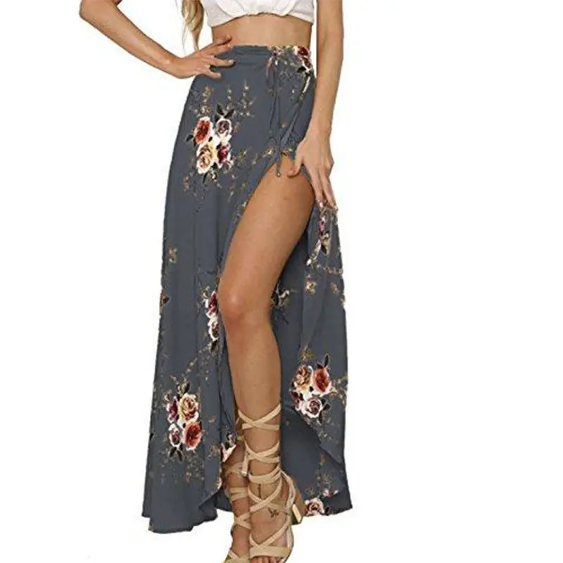 Женская пляжная юбка длинная повседневная с цветочным принтом