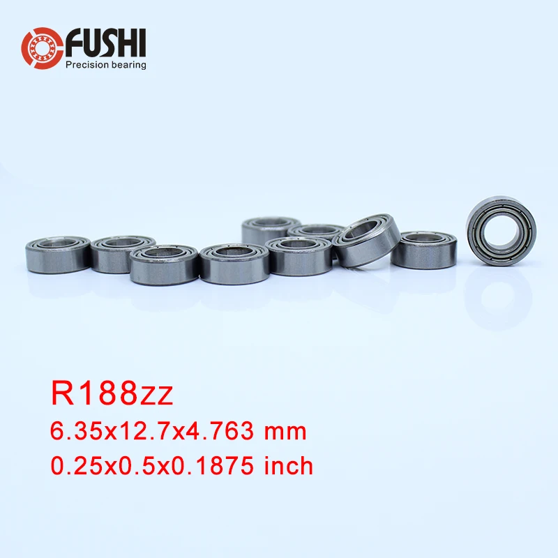 R188ZZ ABEC-1 (10PCS) 6.35X12.7X4.76mm Miniature Bearings  R188ZZ