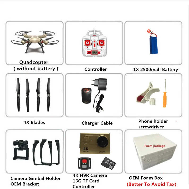 X8HC 1 Battery Syma X8G X8HG X8HC серии Радиоуправляемый Дрон с камерой eken H9R 12MP FHD 2,4G Дроны с камерой HD OEM шасси держатель камеры - Цвет: X8HC 1 Battery