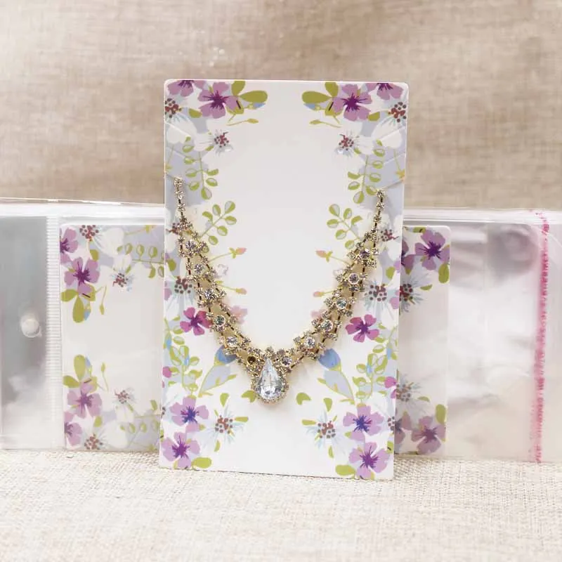 Цветочный узор ожерелье серьги набор упаковка бирка для карт большое ювелирное