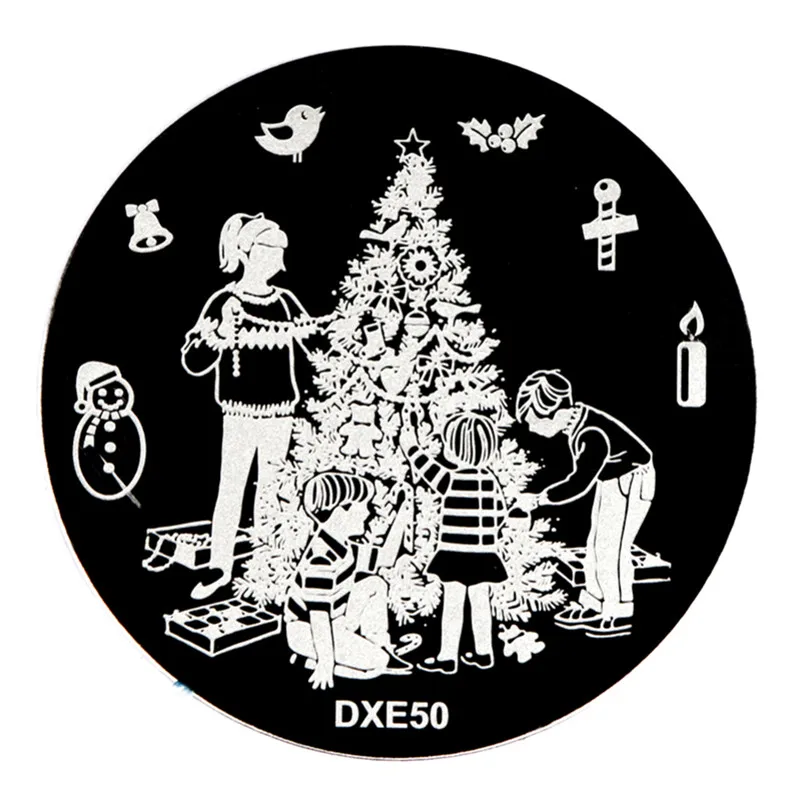 20-DXE50 ELECOOL DIY Рождественская серия круглые пластины для штамповки ногтей из нержавеющей стали Шаблон для штамповки Леди Женщины Девушка штамповки - Цвет: 20-DXE50