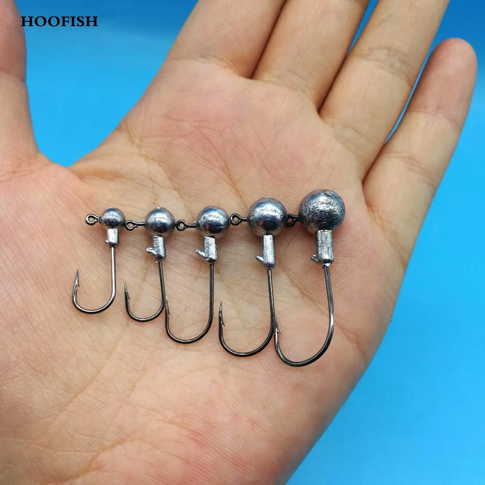 Рыболовный крючок с свинцовой головкой HOOFISH 30 шт./лот 1 г/1 7 г/2.5g/3.5g/5g/7g/10g/14 г/18 г/21 г/30