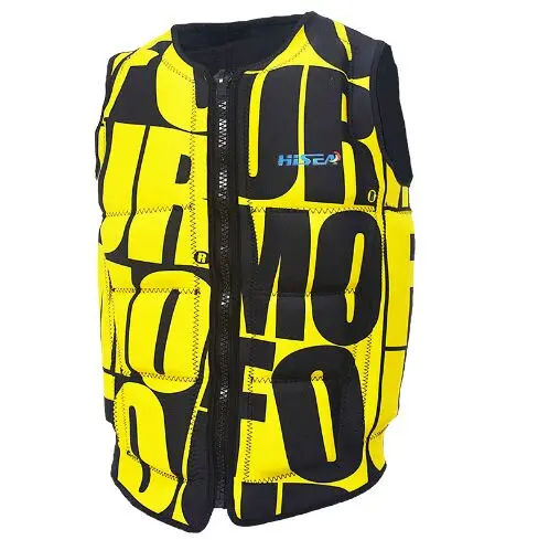Неопреновый спасательный жилет HISEA желтый для взрослых с буквами SRC|Спасательный
