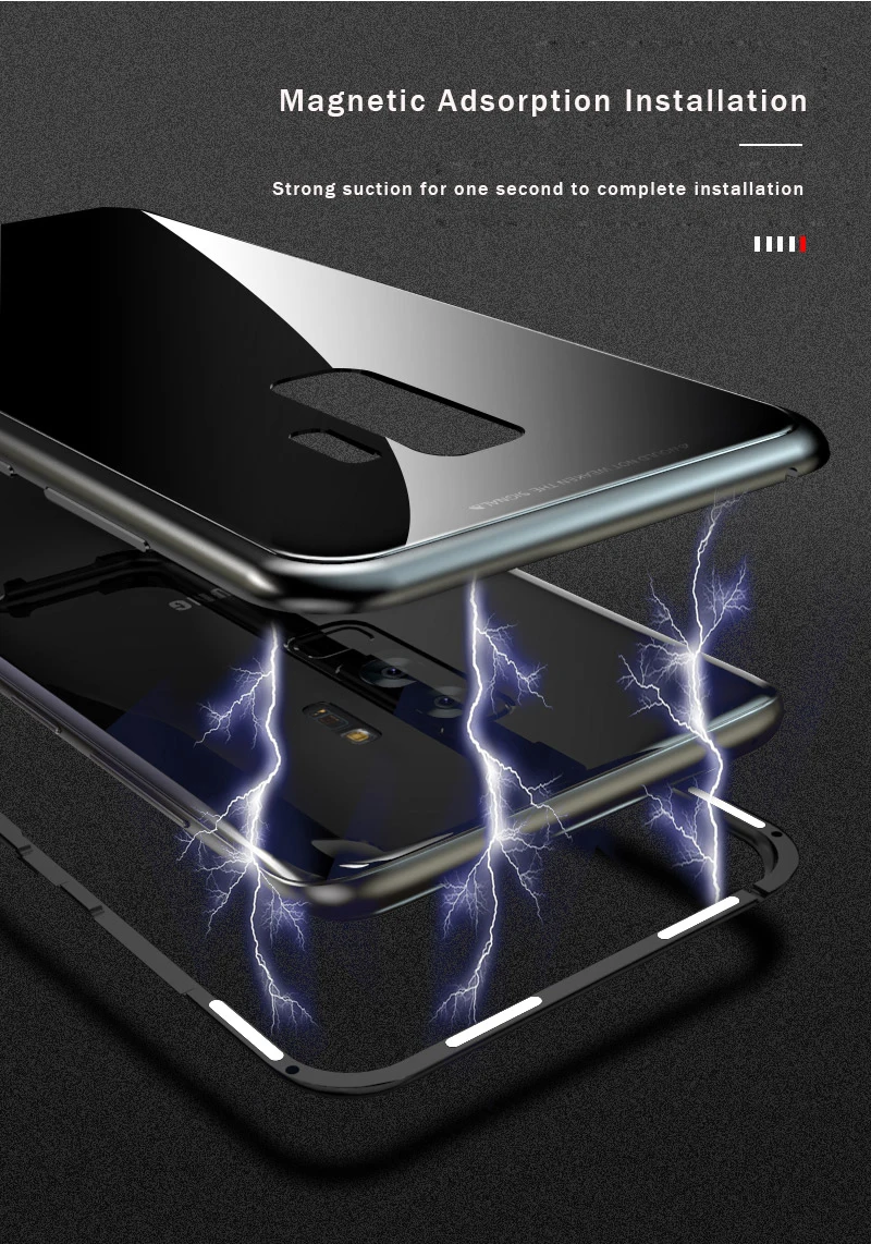 S9 + Магнитный адсорбционный чехол для Samsung Galaxy S8 Plus S7 Edge Note 9 8 закаленное стекло