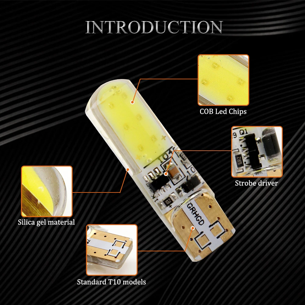 YM E Bright 4 шт. T10 COB 12 SMD кремниевый холодный белый 194 168 светодиодный стробоскоп
