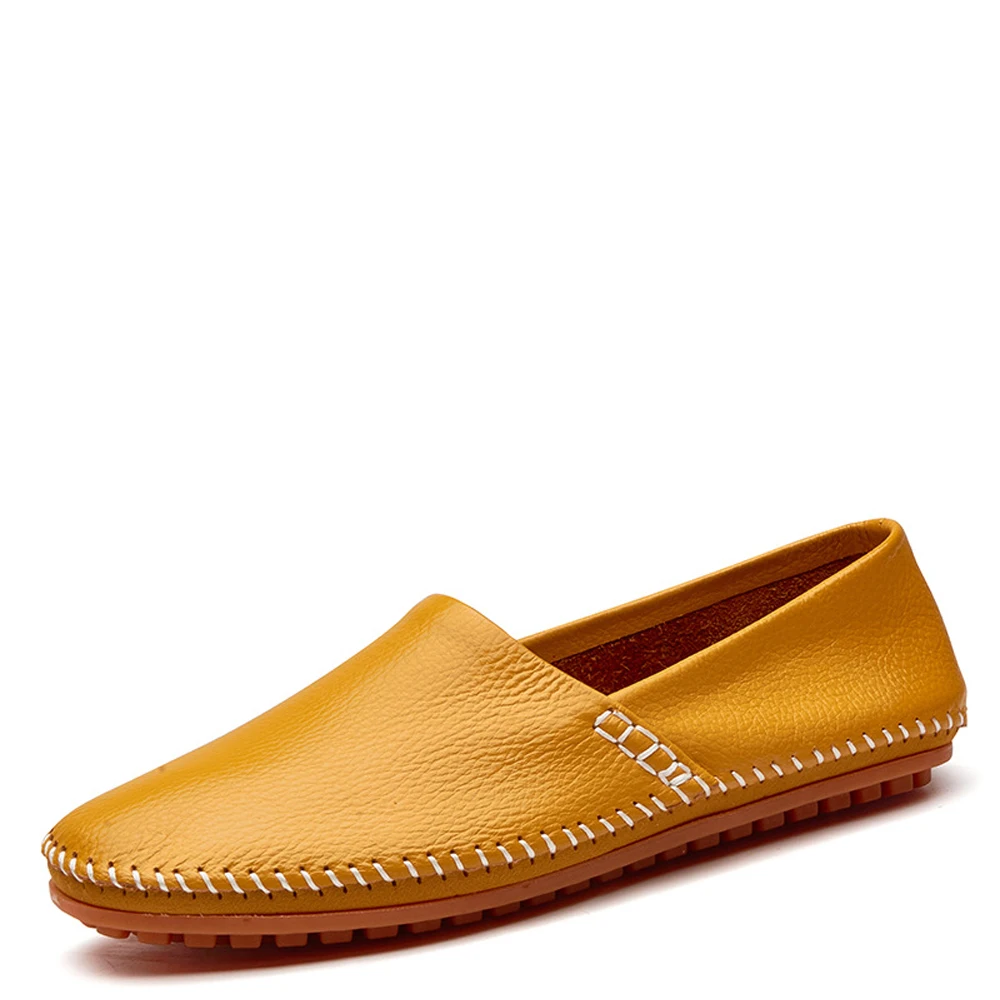 QFFAZ 2018 Genuine Cow leather Men Loafers Fashion Handmade Moccasins Soft Leather Blue Slip On Men's Boat Shoe Big Size 38-47 | Обувь