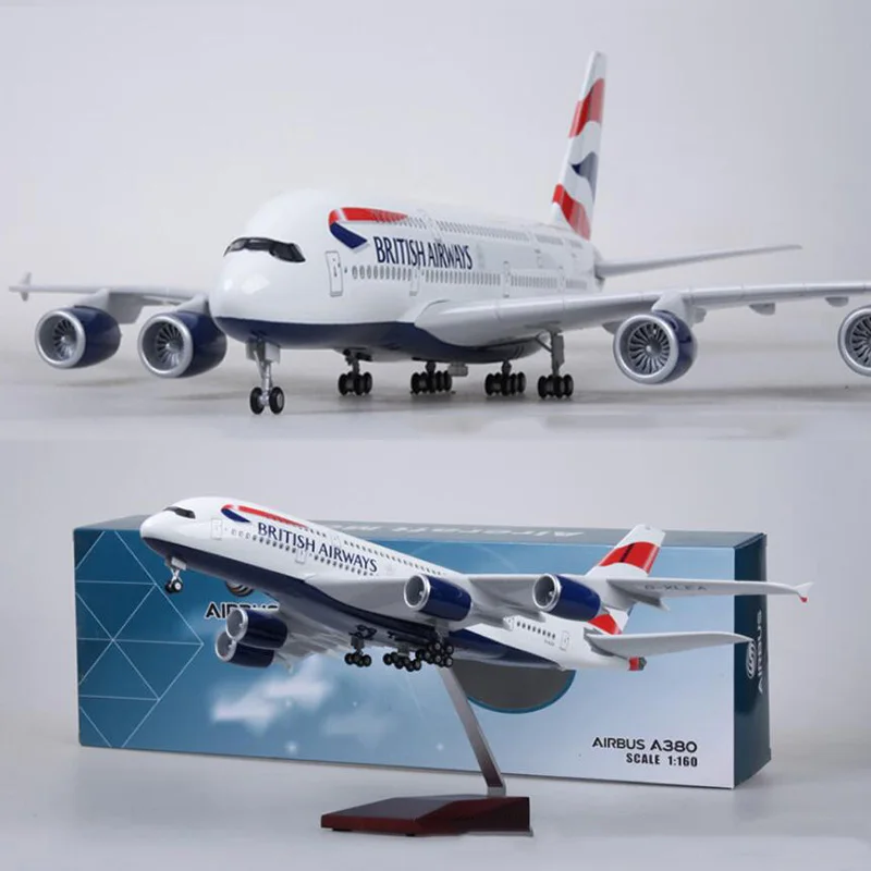 

Масштаб 1/160 50,5 см самолет Аэробус 380 A380 британская авиакомпания Модель W свет и колесо Литые пластиковые каучуковые самолеты для коллекции