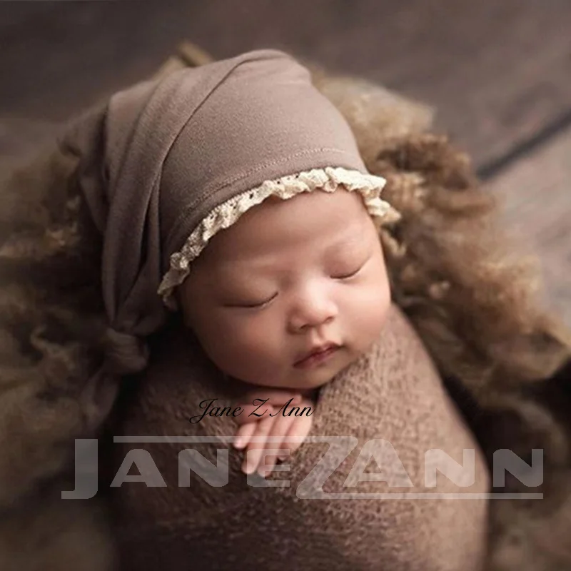 Jane Z Ann Newborn photography props baby studio 6 colors cotton lace hat+ pillow photo shooting accessories | Детская одежда и
