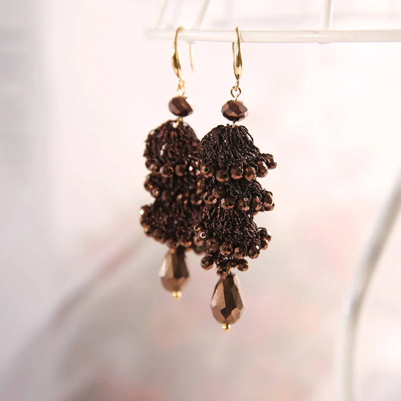 ROSE LIFE 2018 New Bohemian hand-woven crystal earrings Fashionable Lady Earrings | Украшения и аксессуары