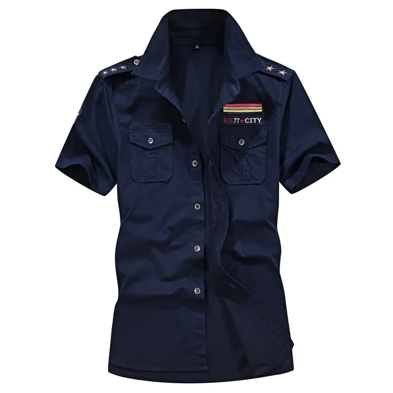 2 77City Killer Summer Men Shirt Cotton Military Tactical Shirts Men Casual Short Sleeve Social Chemise Homme Camisa Masculina - Цвет: 2