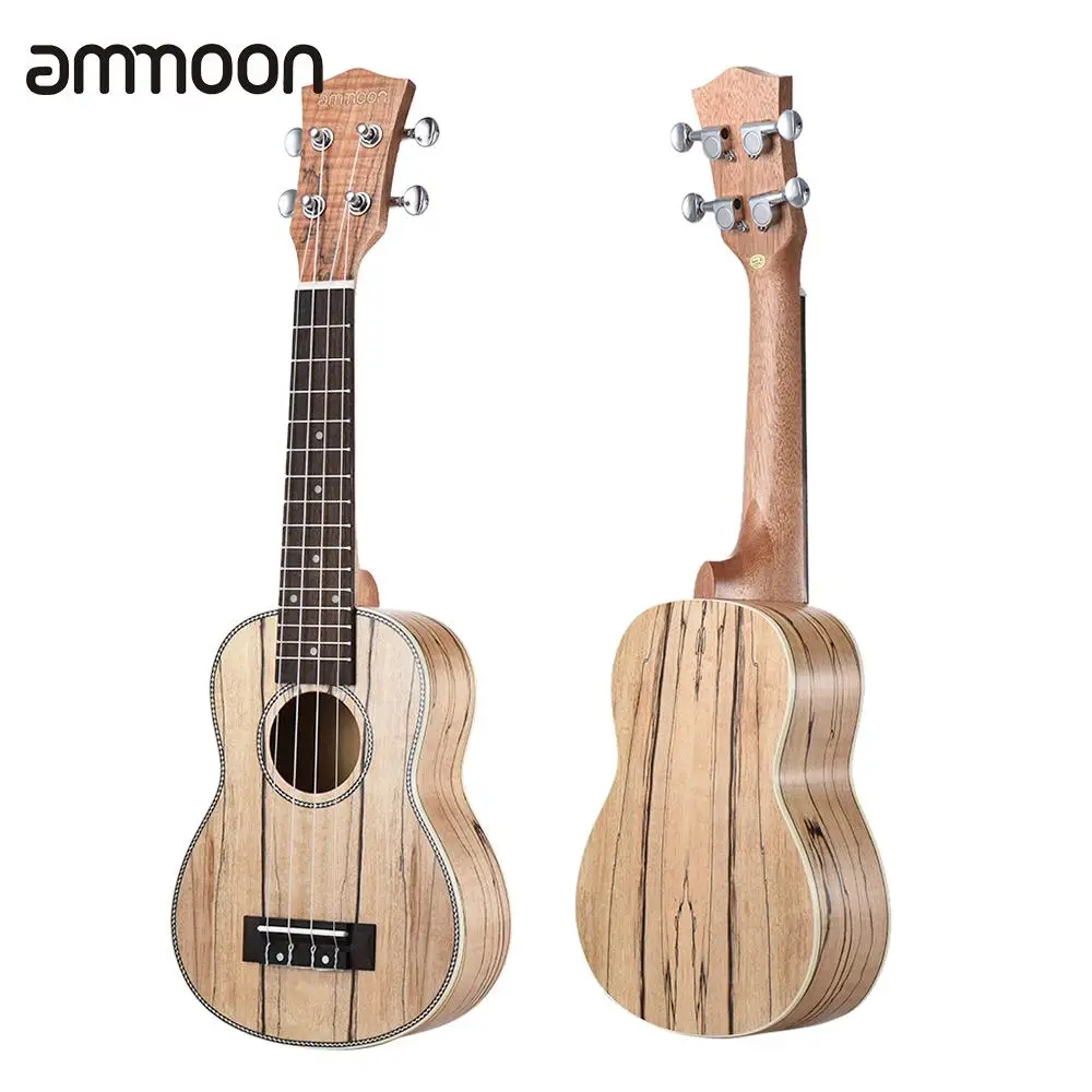 

Good Quality ammoon Soprano Ukelele 21 inch Spalted Maple Body Rosewood Fingerboard Hawaiian Guitar Ukulele Set