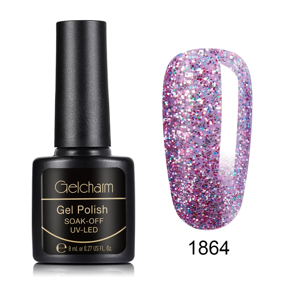 1864 8ml Pure Color Nail Polish Soak Off Semi Perment UV LED Glue Nail Polish Lucky Lacquer Top Base Primer Hybrid Stamping Paint - Цвет: 1864