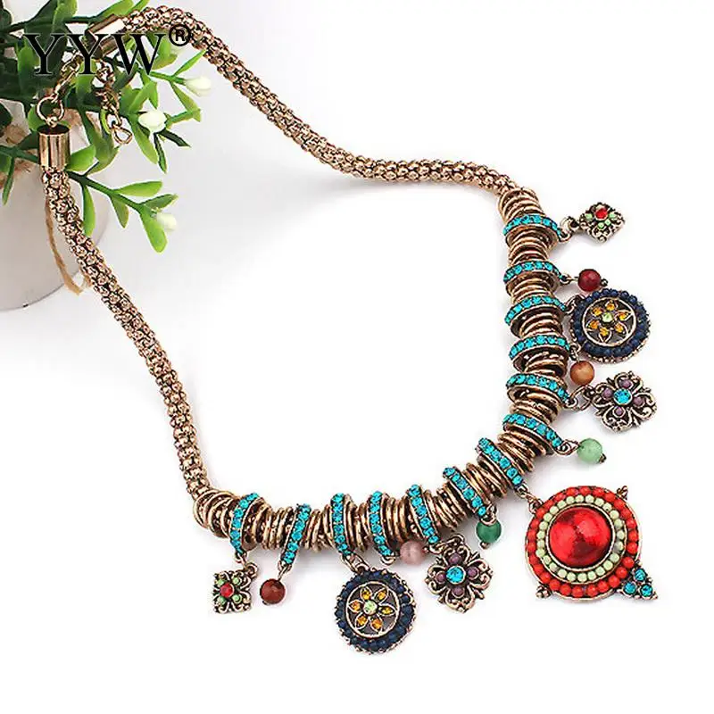 Этническое женское ожерелье в народном богемном стиле ассорти подвесок из