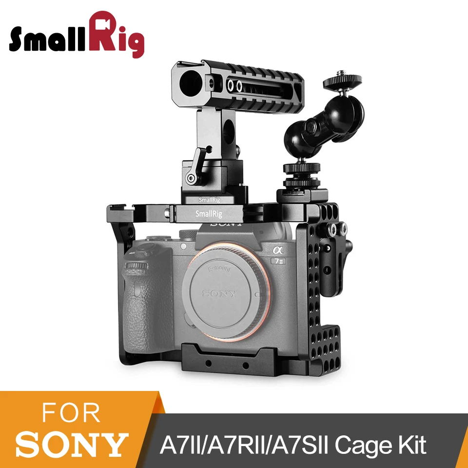 SmallRig для sony A7II/A7RII/A7SII клетка с QR сырной ручкой+ HDMI замок+ Двойная шаровая Головка Комплект аксессуаров-1894