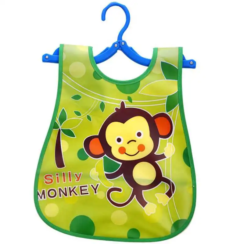 green monkey style 3 Детские нагрудники с мультяшными принтами, Водонепроницаемый Регулируемый силиконовый детский нагрудник для мальчика и девочки, фартук для кормления ребенка - Цвет: green monkey style 3