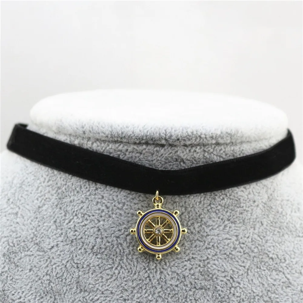 Fashion blue Drops glaze ship style lady four color neck chain short necklace 2019 factory direct sale | Украшения и аксессуары