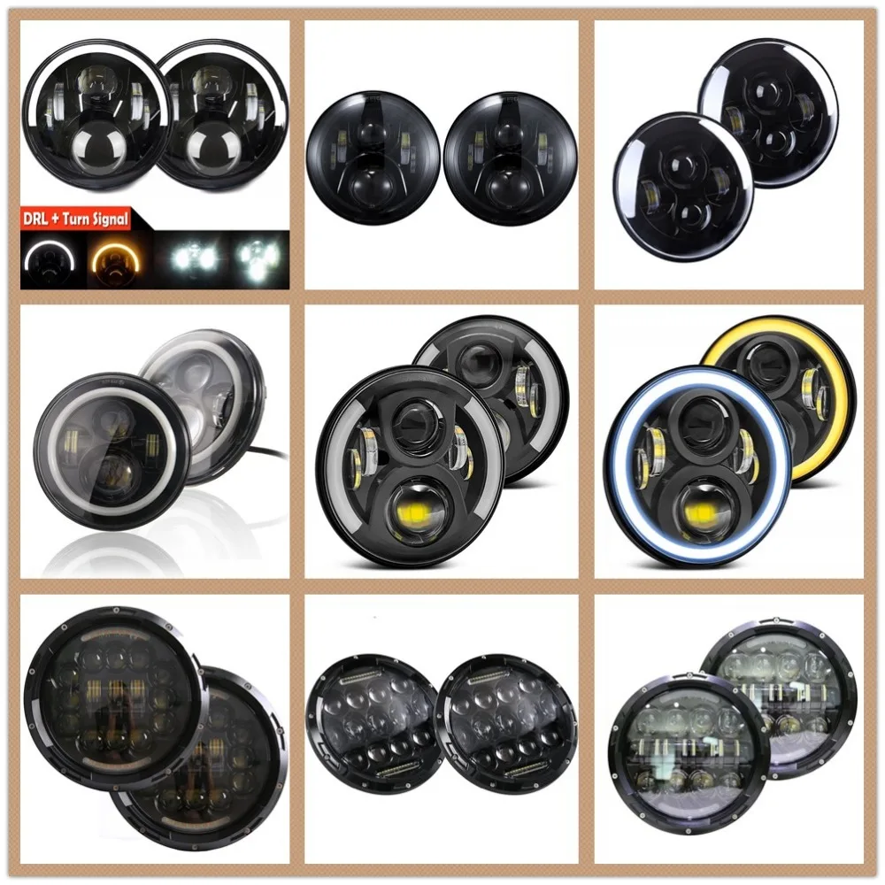 Круглые фары DOT светодиодный Hi Low 7 дюймов для Ford Mustang 1965 1978 Jeep Wrangler JK TJ 1997 2018|Фара