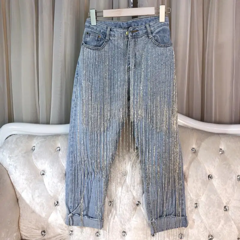 Женские джинсовые брюки ручной работы весна 2019|Узкие джинсы| |