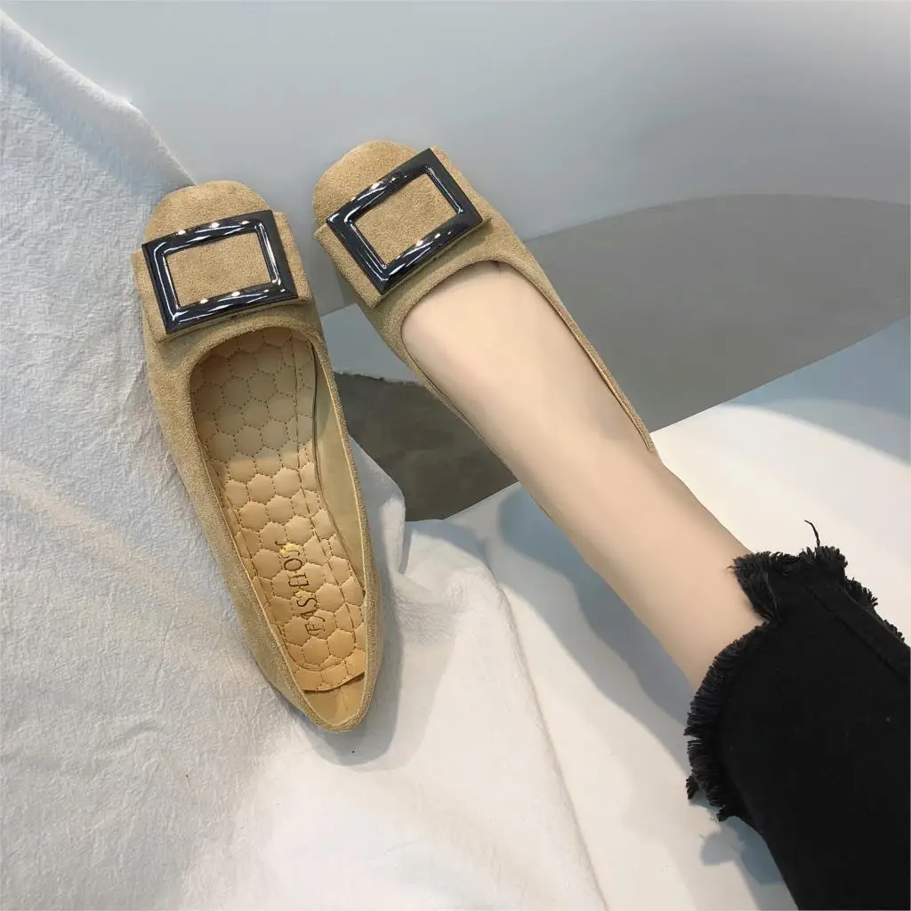 Большие размеры 35-43; женская обувь на плоской подошве с квадратным носком; слипоны на плоской подошве; лоферы с квадратным металлическим украшением; удобная женская обувь; балетки на плоской подошве; 6812
