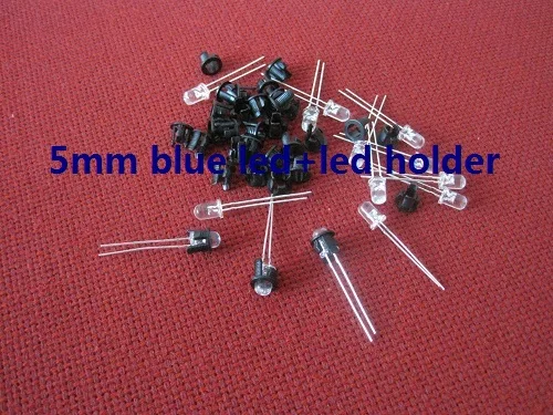 

Круглая Светодиодная лампа 5 мм, бесплатная доставка, 100 шт., 5 мм, сисветодиодный + светодиодный держатель, ультраяркая Синяя светодиодная ла...