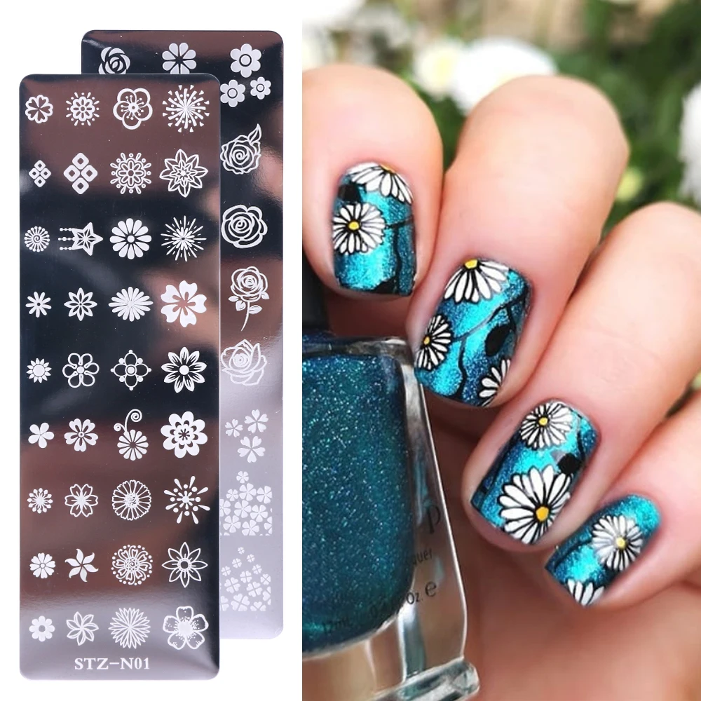 1 шт. пластины для стемпинга ногтей трафареты изображений цветочные узоры перо