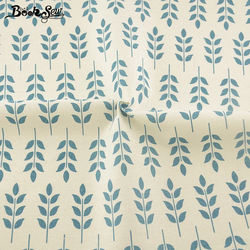 Booksew дизайнерская хлопковая льняная ткань с зелеными листьями для шитья скатерть