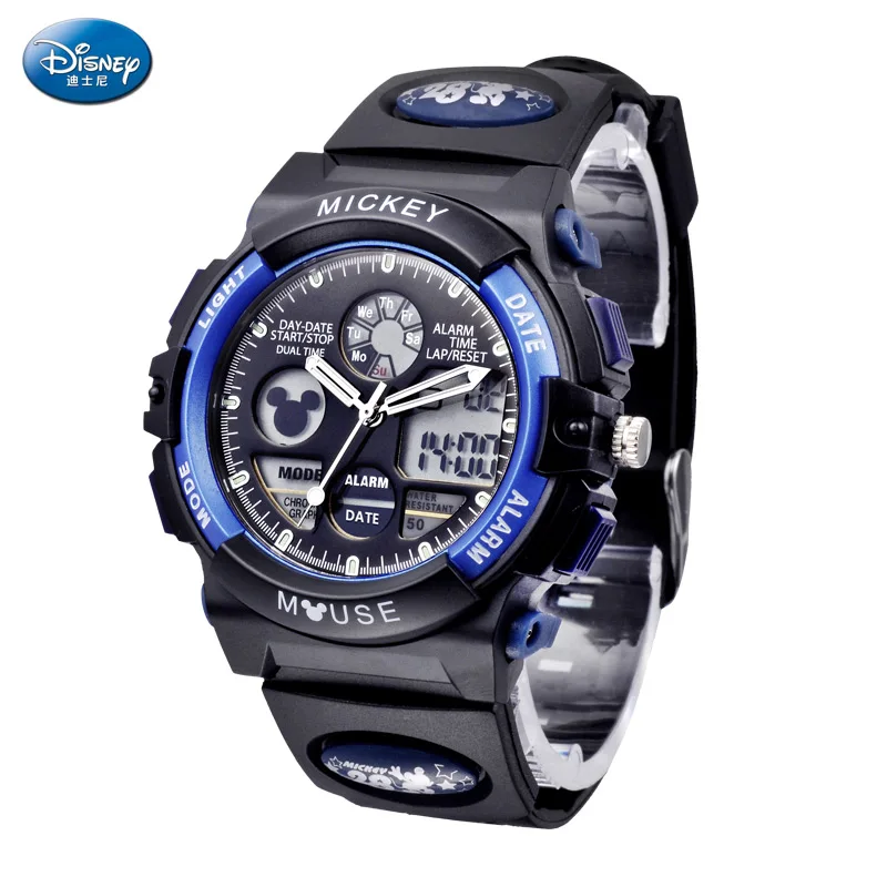 Детские цифровые часы Disney спортивные светящиеся водонепроницаемые с Микки