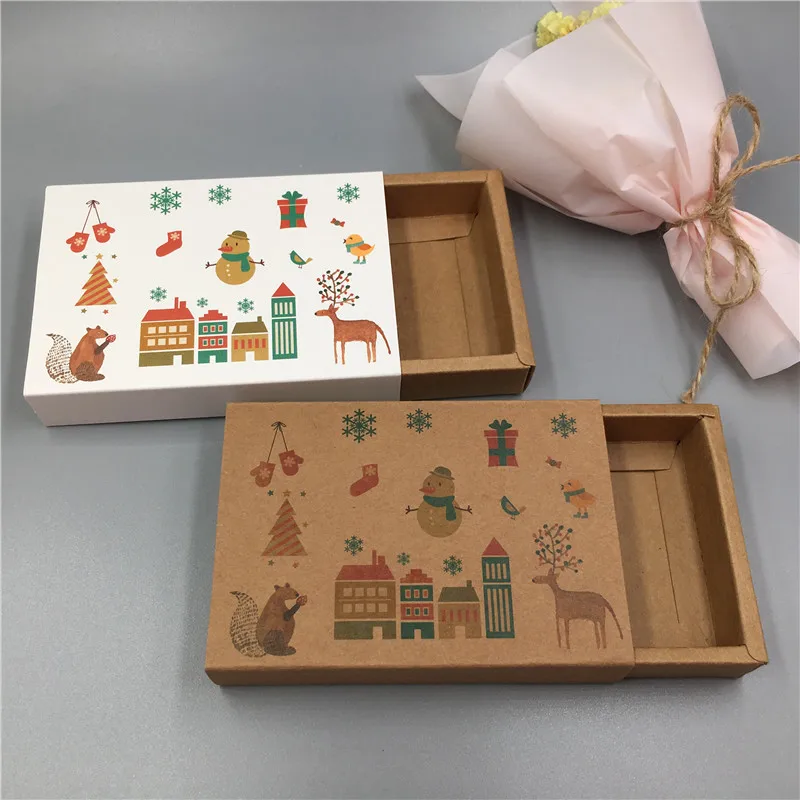 Подарочная коробка из крафт бумаги 50 шт./лот|Упаковка и стойки для украшений| |