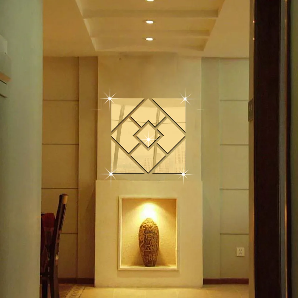 Funlife Geometrical Square Wall Paste Wholesale DIY Creative Crystal Mirror | Дом и сад