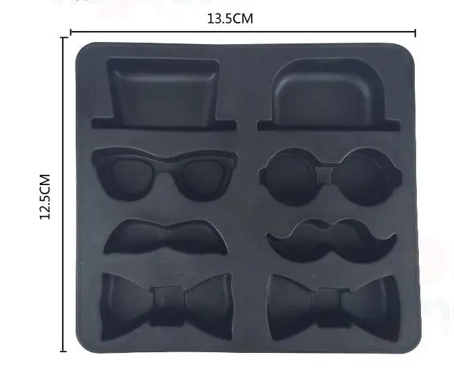 

Gentleman Shape Ice Cubes Mold Silicone Ice Lattice Mould Hat Bow Tie Moustache Ice Box Funny Ice Grid Cream Models ss1409