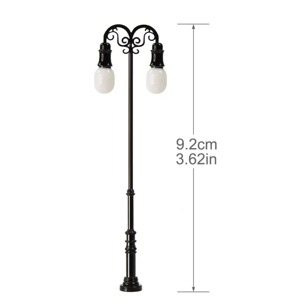 5pcs OO HO N Scale Lamp Post Two-heads Street Lights Model Railway LEDs Warm White LQS72 | Игрушки и хобби